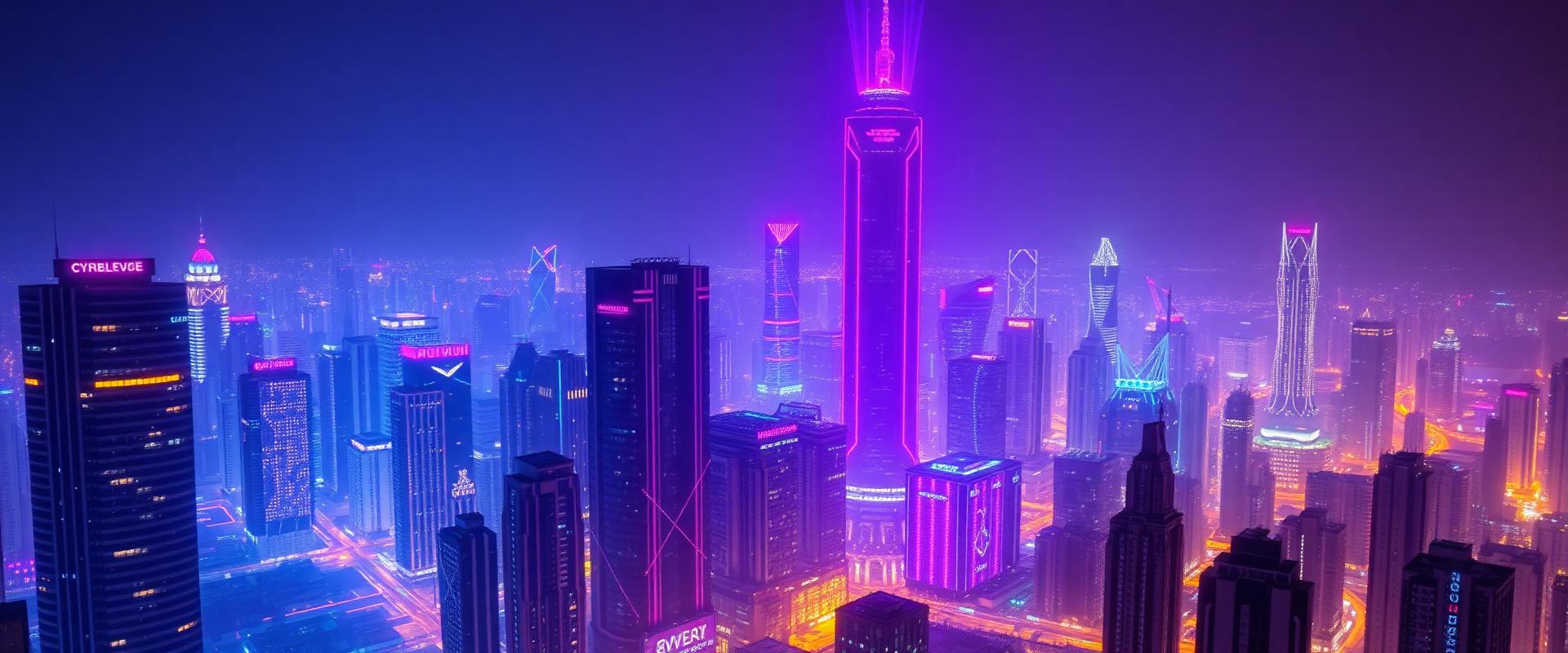 Futuristic African city skyline at night